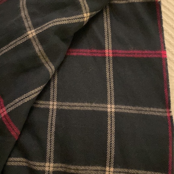 J Crew plaid scarf. Blue, white, pink plaid pattern. - Picture 2 of 3
